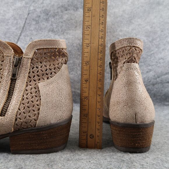 Corkys Shoes Womens 10 Booties Fashion Leather Double Zip Perforated Block Heel - Picture 8 of 16